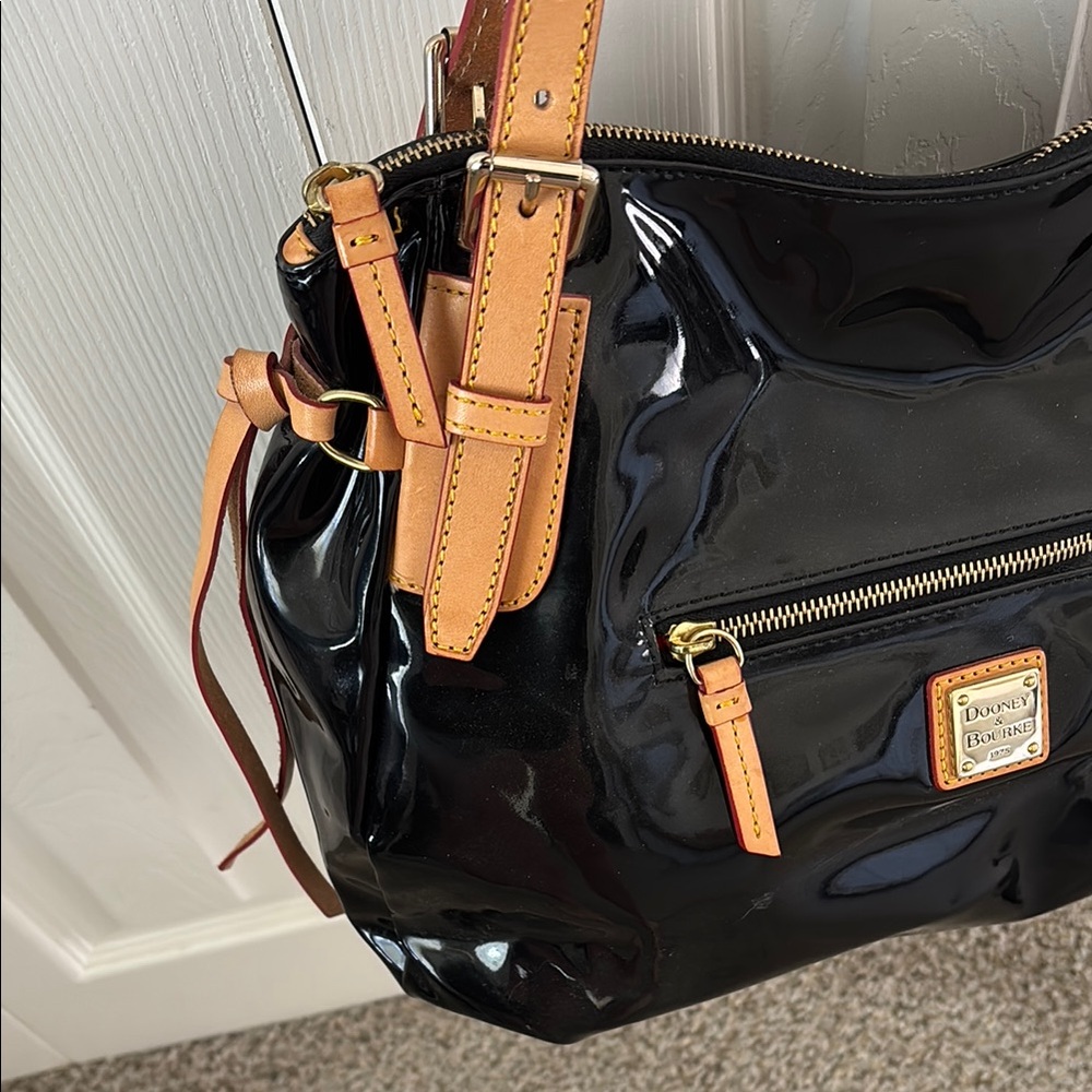 Dooney & Bourke Black Patent Leather Shoulder Bag - Picture 2 of 10